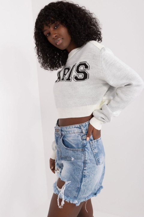 Sweter Damski Model BA-SW-1489.24 Ecru - Badu Badu Sweter Damski Model BA-SW-1489.24 Ecru - Badu Badu