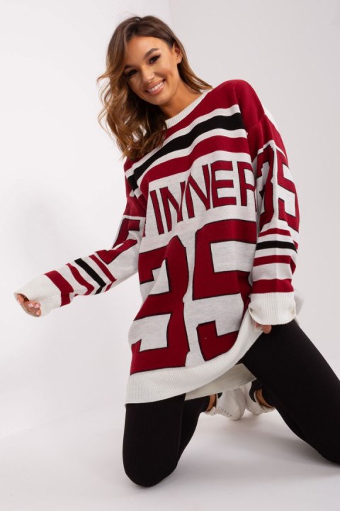 Sweter Damski Model BA-SW-2206.48P Bordo - Badu Badu Sweter Damski Model BA-SW-2206.48P Bordo - Badu Badu
