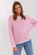 Sweter Damski Model BA-SW-6006-2.30X White/Pink - Badu Badu Sweter Damski Model BA-SW-6006-2.30X White/Pink - Badu Badu