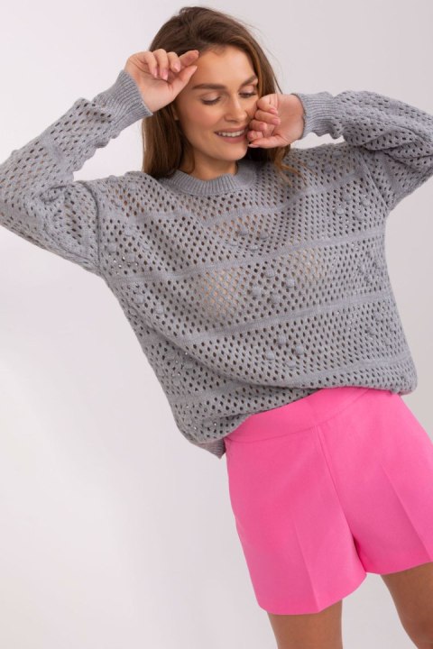 Sweter Damski Model BA-SW-9007.85P Grey - Badu Badu Sweter Damski Model BA-SW-9007.85P Grey - Badu Badu