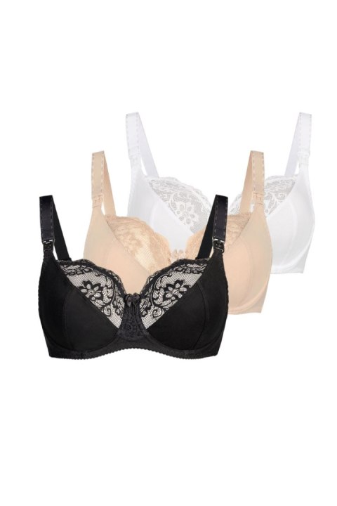 Komplet Biustonosz do karmienia Model Anastasia Mama 219-3 Black/White/Beige - Teyli Teyli Komplet Biustonosz do karmienia Model Anastasia Mama 219-3 Black/White/Beige - Teyli Teyli