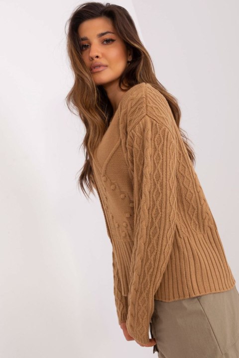 Sweter Damski Model BA-SW-0252.61P Camel - Badu Badu Sweter Damski Model BA-SW-0252.61P Camel - Badu Badu
