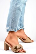 Sandał Klapki Model 8734NA Beige - PRIMO PRIMO Sandał Klapki Model 8734NA Beige - PRIMO PRIMO