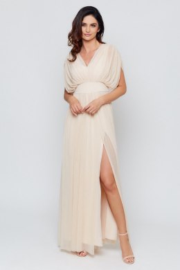Sukienka maxi z luźnymi rękawami z siateczki 1965 Beige - Marselini Marselini