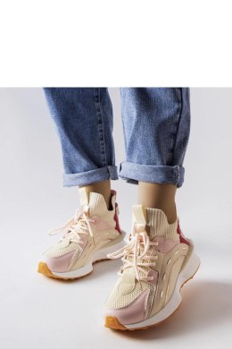 Beżowo-różowe materiałowe sneakersy Begins - Solea Solea