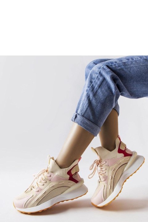 Beżowo-różowe materiałowe sneakersy Begins - Solea Solea Beżowo-różowe materiałowe sneakersy Begins - Solea Solea