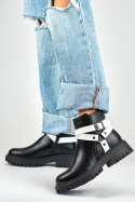 Botki Model Aline 250043BW-PU Black/White - PRIMO PRIMO Botki Model Aline 250043BW-PU Black/White - PRIMO PRIMO