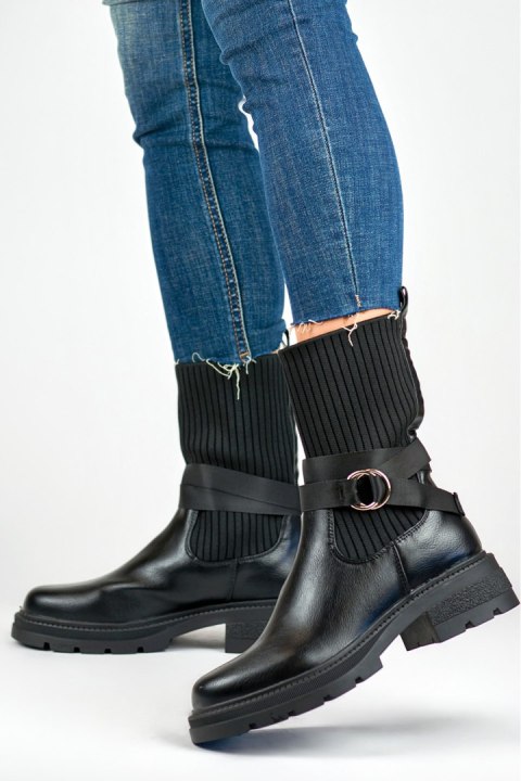 Botki Model YQ41B Black - PRIMO PRIMO Botki Model YQ41B Black - PRIMO PRIMO