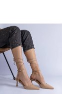 Beżowe szpilki z odkrytą pięta wiązane wokół kostki Viktoriada - Solea Solea Beżowe szpilki z odkrytą pięta wiązane wokół kostki Viktoriada - Solea Solea
