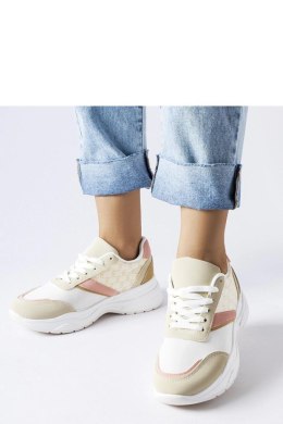 Beżowo-białe sneakersy ze złotym akcentem duffy - Solea Solea