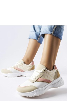 Beżowo-białe sneakersy ze złotym akcentem duffy - Solea Solea