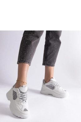 Białe sneakersy damskie z brokatowymi wstawkami Caraballo - Solea Solea