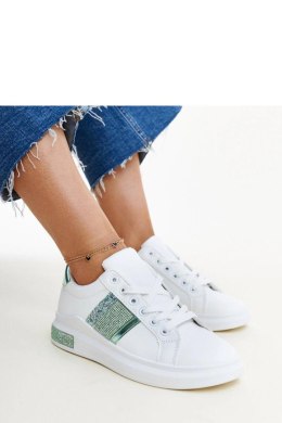 Biało-zielone sneakersy z cyrkoniami Giulia - Solea Solea