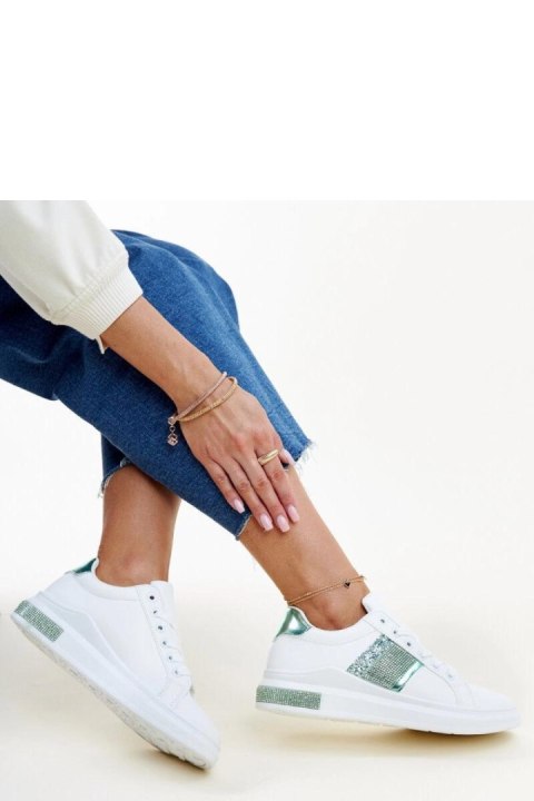 Biało-zielone sneakersy z cyrkoniami Giulia - Solea Solea Biało-zielone sneakersy z cyrkoniami Giulia - Solea Solea