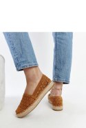 Brązowe koronkowe espadryle na platformie Samra - Solea Solea Brązowe koronkowe espadryle na platformie Samra - Solea Solea