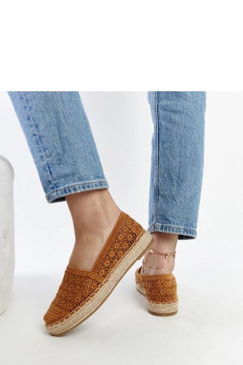 Brązowe koronkowe espadryle na platformie Samra - Solea Solea Brązowe koronkowe espadryle na platformie Samra - Solea Solea