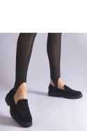 Czarne ażurowe mokasyny z eko zamszu Clausen - Solea Solea Czarne ażurowe mokasyny z eko zamszu Clausen - Solea Solea