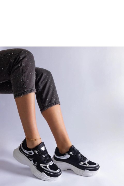 Czarne sneakersy damskie ze srebrnymi wstawkami Gaytan - Solea Solea Czarne sneakersy damskie ze srebrnymi wstawkami Gaytan - Solea Solea