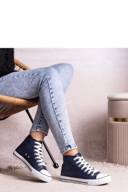 Granatowe wysokie trampki z eco skóry Bonifaca - Solea Solea