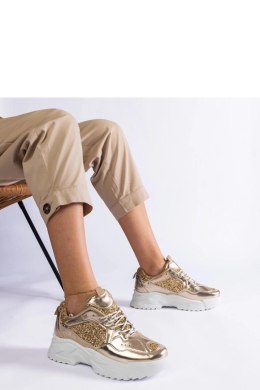 Złote sneakersy damskie z brokatowymi wstawkami Caraballo - Solea Solea