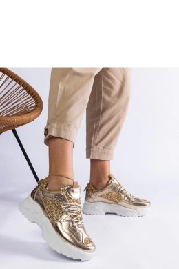 Złote sneakersy damskie z brokatowymi wstawkami Caraballo - Solea Solea