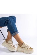 Beżowe sneakersy damskie z brokatem Agar - Solea Solea Beżowe sneakersy damskie z brokatem Agar - Solea Solea
