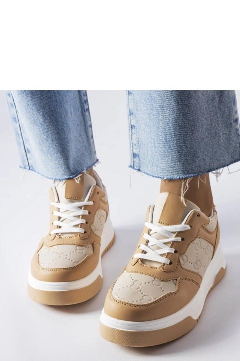 Beżowe sneakersy zdobione tłoczeniem Paré - Solea Solea Beżowe sneakersy zdobione tłoczeniem Paré - Solea Solea