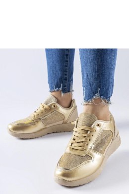 Beżowo-złote sneakersy z ozdobną nitką Facondo - Solea Solea