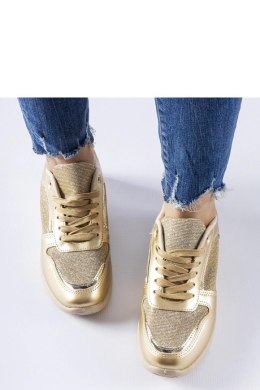 Beżowo-złote sneakersy z ozdobną nitką Facondo - Solea Solea