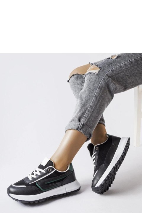 Czarne sneakersy z zielonym akcentem Tod - Solea Solea Czarne sneakersy z zielonym akcentem Tod - Solea Solea