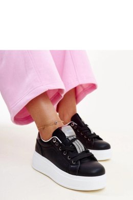 Czarno-srebrne sneakersy z cyrkoniami Maurizia - Solea Hurtownia odzieży on-line, moda damska, bielizna i obuwie dla kobiet - Ma Solea