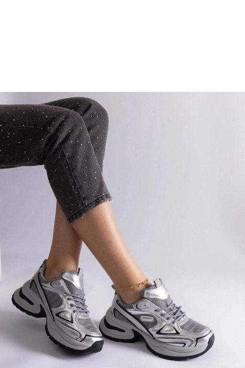 Srebrne sneakersy na masywnej podeszwie Adoma - Solea Solea Srebrne sneakersy na masywnej podeszwie Adoma - Solea Solea
