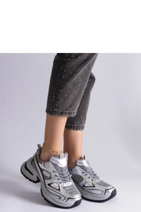 Srebrne sneakersy na masywnej podeszwie Adoma - Solea Solea Srebrne sneakersy na masywnej podeszwie Adoma - Solea Solea