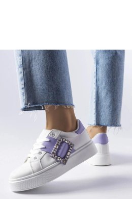 Białe sneakersy zdobione fioletową klamerką Ike - Solea Solea