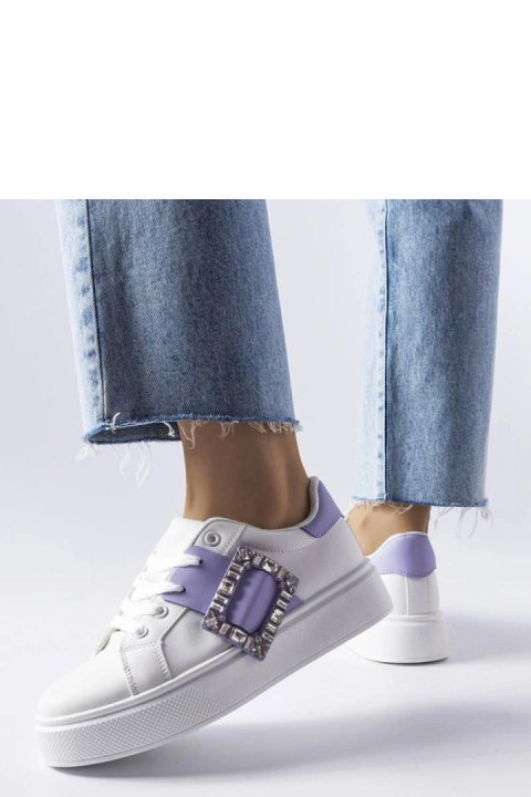 Białe sneakersy zdobione fioletową klamerką Ike - Solea Solea Białe sneakersy zdobione fioletową klamerką Ike - Solea Solea