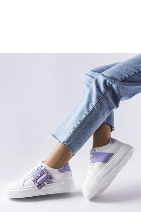 Białe sneakersy zdobione fioletową klamerką Ike - Solea Solea Białe sneakersy zdobione fioletową klamerką Ike - Solea Solea