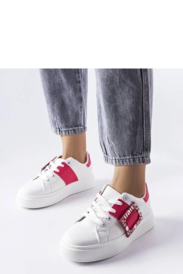 Białe sneakersy zdobione różową klamerką Ike - Solea Solea