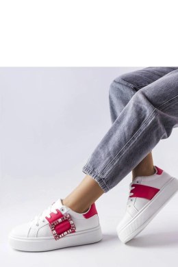 Białe sneakersy zdobione różową klamerką Ike - Solea Solea