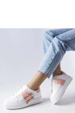 Białe sneakersy zdobione różową klamerką Ike - Solea Solea