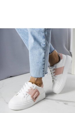 Białe sneakersy zdobione różową klamerką Toni - Solea Solea