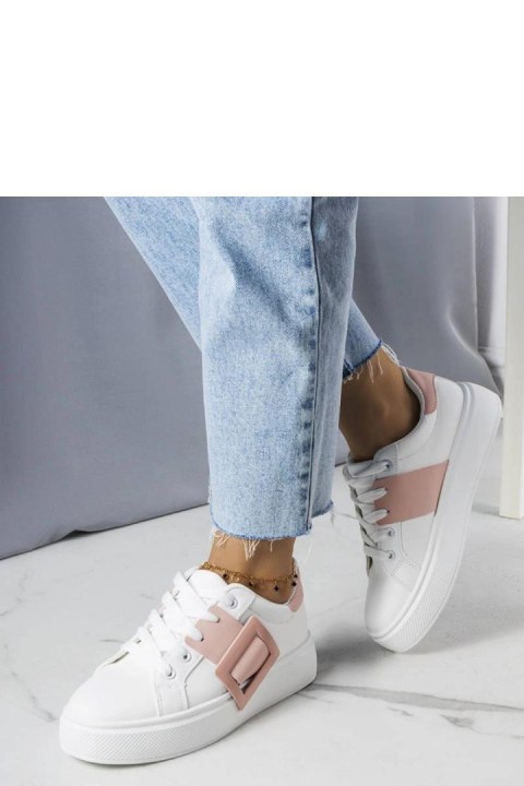 Białe sneakersy zdobione różową klamerką Toni - Solea Solea Białe sneakersy zdobione różową klamerką Toni - Solea Solea