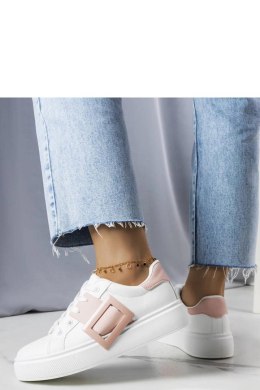 Białe sneakersy zdobione różową klamerką Toni - Solea Solea
