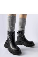 Czarne botki z ozdobną cholewką Garrett - Solea Solea Czarne botki z ozdobną cholewką Garrett - Solea Solea