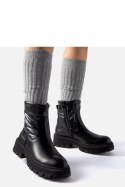 Czarne botki z ozdobną cholewką Garrett - Solea Solea Czarne botki z ozdobną cholewką Garrett - Solea Solea