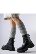 Czarne botki z ozdobną cholewką Garrett - Solea Solea Czarne botki z ozdobną cholewką Garrett - Solea Solea