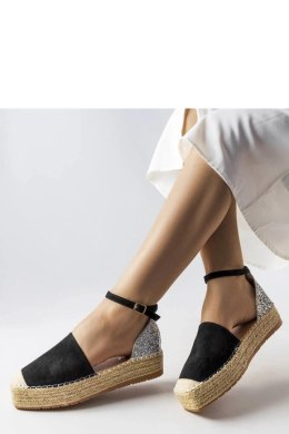 Czarne espadryle z brokatową wstawką Myasia - Solea Solea