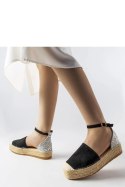 Czarne espadryle z brokatową wstawką Myasia - Solea Solea Czarne espadryle z brokatową wstawką Myasia - Solea Solea