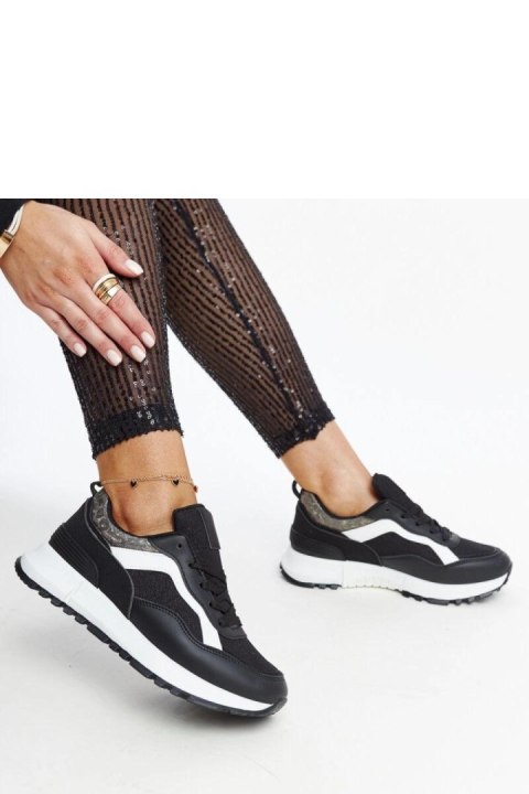 Czarne sneakersy na platformie z brokatem Evelia - Solea Solea Czarne sneakersy na platformie z brokatem Evelia - Solea Solea