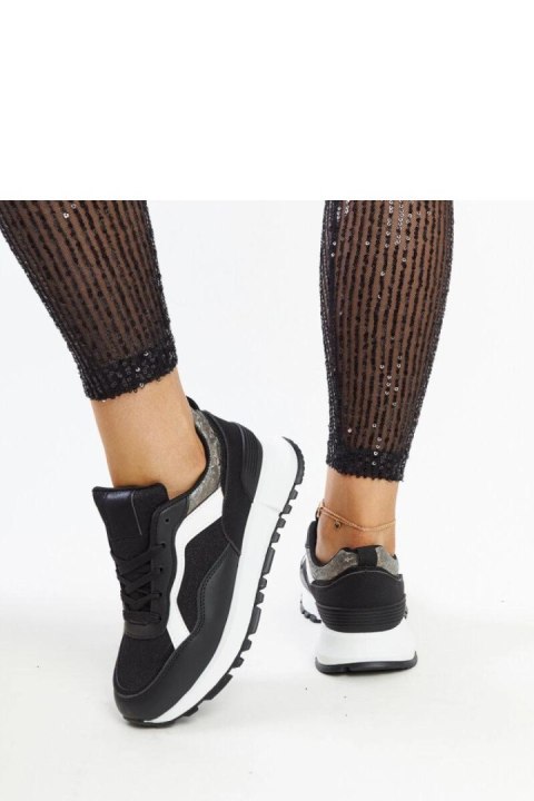 Czarne sneakersy na platformie z brokatem Evelia - Solea Solea Czarne sneakersy na platformie z brokatem Evelia - Solea Solea
