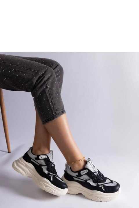Czarne sneakersy z brokatowymi wstawkami Rigel - Solea Solea Czarne sneakersy z brokatowymi wstawkami Rigel - Solea Solea